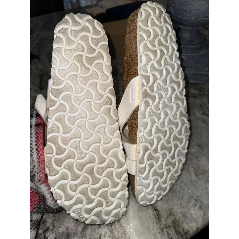 Birkenstock White Mules with Rose Gold Buckles - Picture 5 of 8